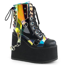 Load image into Gallery viewer, Botines Demonia SWING-115 Negro Piel vegana-Pat-Magic Mirror TPU
