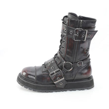 Cargar imagen en el visor de la galería, Botas Demonia VALOR-220 - Negro-burdeos piel vegana efecto desgastado

