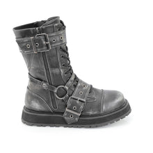 Cargar imagen en el visor de la galería, Botas Demonia VALOR-220 - Negro-plata piel vegana efecto desgastado
