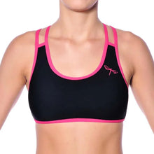 Carregar imagem no visualizador da galeria, Xenia sports bra | Sports bra | Color: black / pink | Women's sports bra | Dragonfly Pole Dance Clothes and Bikram Hot Yoga Outfit
