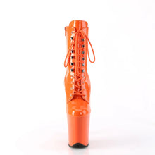 Load image into Gallery viewer, Pole Dance Boots PLEASER FLAMINGO 1020 - PATENT ORANGE 
